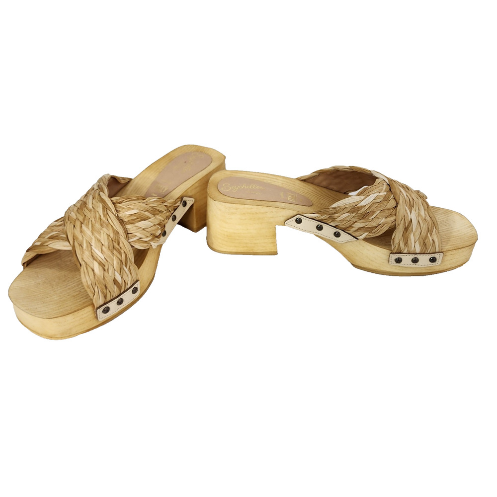 Seychelle’s Women Warm Waters Clog Natural Raffia Platform Sandals Sz 10 Slip On